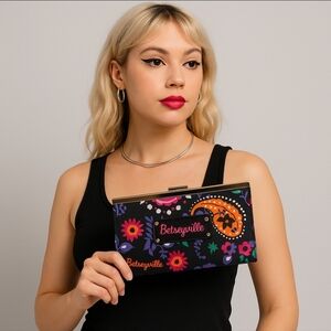 Betseyville Betsey Johnson Y2K Frame Wallet Black Paisley Power Retro Clutch NWT